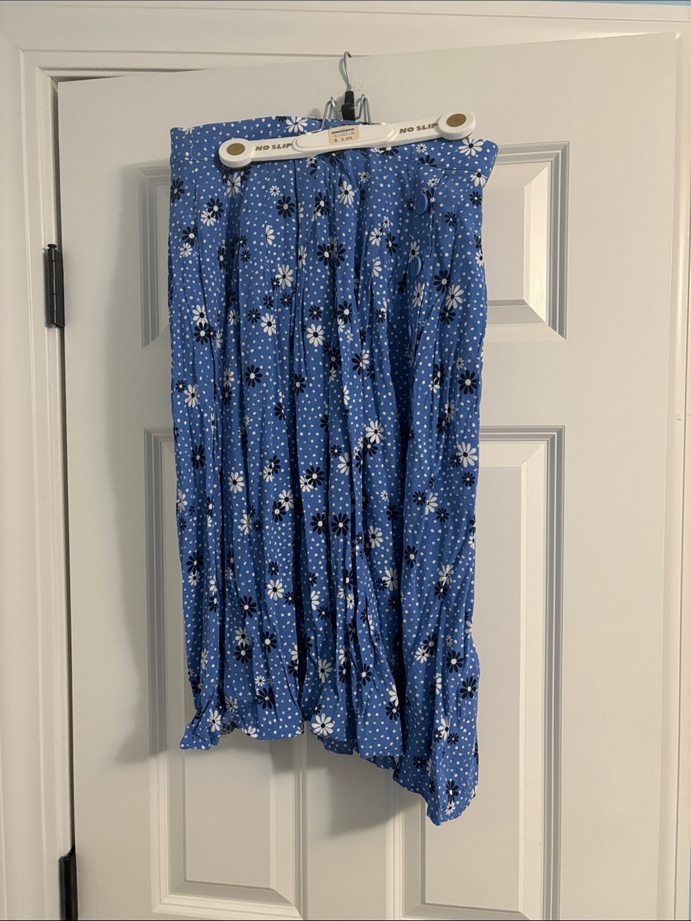 Talbots Blue Daisy-Print Pleated Midi Skirt